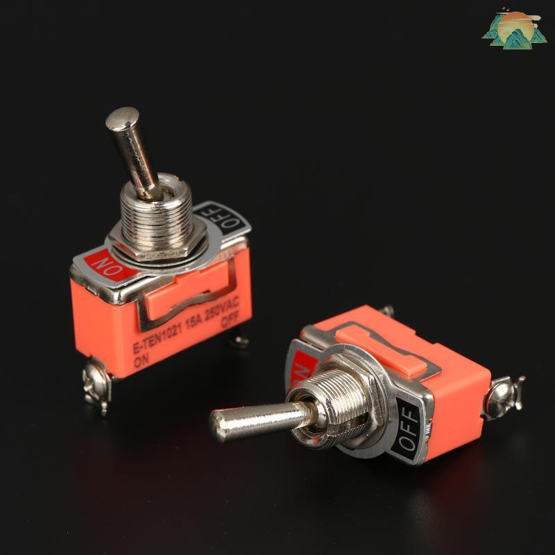 [TO] 5 ชิ้น SPST DPDT 250V 15A Toggle Switch 2 ตําแหน่งสลักเปิด-ปิดเปิด E-TEN1322 1021 1122 1221 132