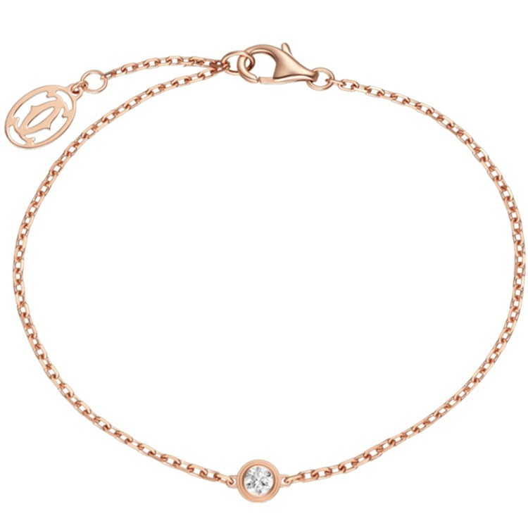 [99 ใหม่] Cartier Cartier Rose Gold Single Diamond Bracelet Elegant Charm Fairy Bracelet