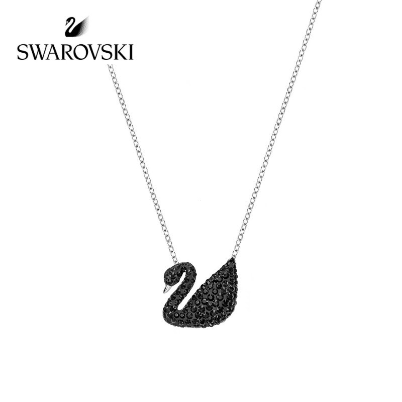 สร้อยคอมุก Swarovski Iconic Swan ดำ พร้อมกลิตเตอร์ สำหรับผู้หญิง ราคา ถูกที่สุด ดีลบีเคเค แกลเลอรีภาพที่ 2