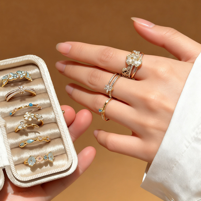 แหวน.Butterfly.and.ดอกไม้.จาก.โลหะ.ผสม.สำหรับ.ผู้หญิง.สไตล์.สวยงาม