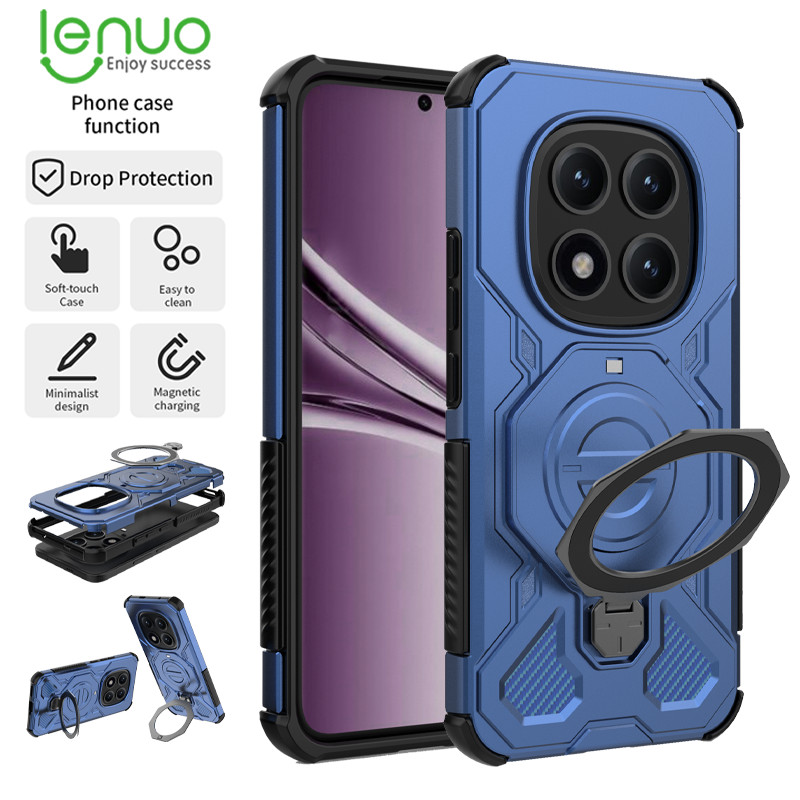 Lenuo เคสโทรศัพท์แม่เหล็กสําหรับ Redmi Note 15 14 Pro Plus 5G Case 360° ที่วางโทรศัพท์ฝาครอบป้องกันการกระแทก