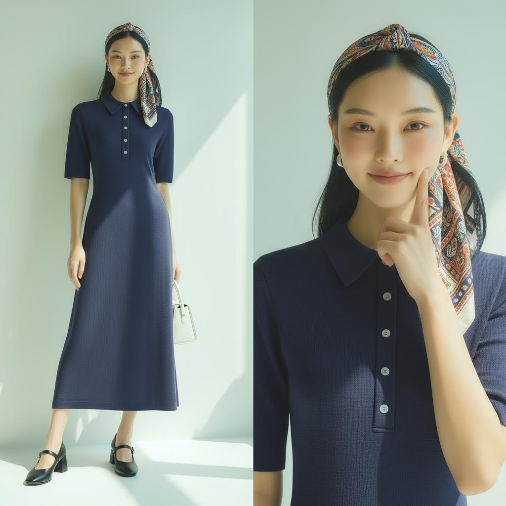 Anna lynn Dress Lorra เดรสเชิ้ตโปโล คอปก แขนสั้นสไตล์สปอร์ต เรียบหรู ดีไซน์มินิมอล