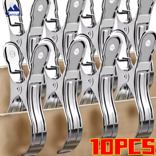 3/5/10ชิ้น คลิปสแตนเลสขนาดใหญ่-ผ้าห่มกันลม ไม้หนีบผ้า ผ้าเช็…