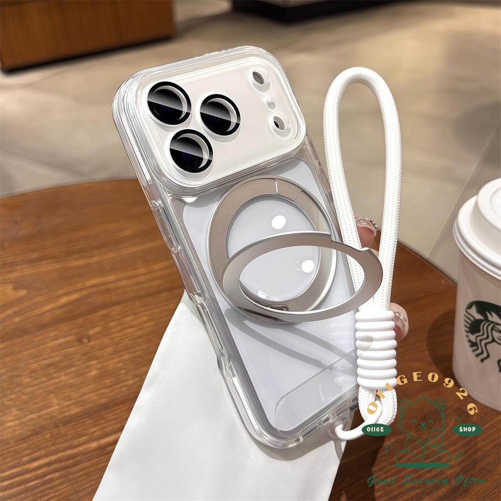 เคสใหม่ เคส iPhone17 orange Lanyard ถุงลมนิรภัย 360 หมุนวงเล็บแม่เหล็กเคสโทรศัพท์ iphone17 Pro Max 16 15 14 13 เคสสําหรับ iPhone เคสซิลิโคนนิ่ม TPU กันกระแทก - รูปที่ 4