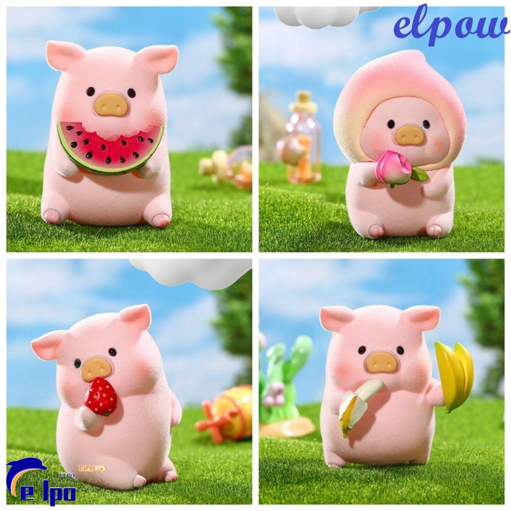 PIXELPOWER Lulu The Piggy Figures, Fruit Series Flocking Pig Model Toys, Fashion PVC Doll Car Decora