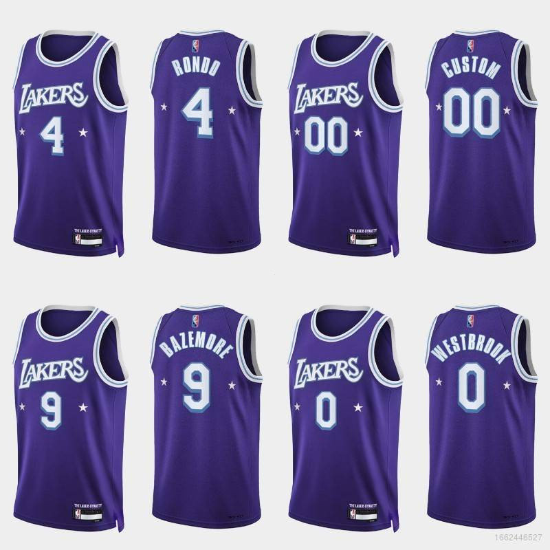 2026 ใหม่ NBA Lakers Custom Westbrook Bazemobe Rondo เสื้อกีฬาบาสเก็ตบอลคลาสสิก City Edition