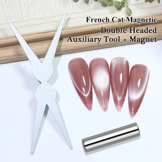 【Local】Double-head French Nail Art Strong Magnet ผสมเล็บ DIY X-Shaped French Effect DIY เล็บเล็บเครื่องมือ