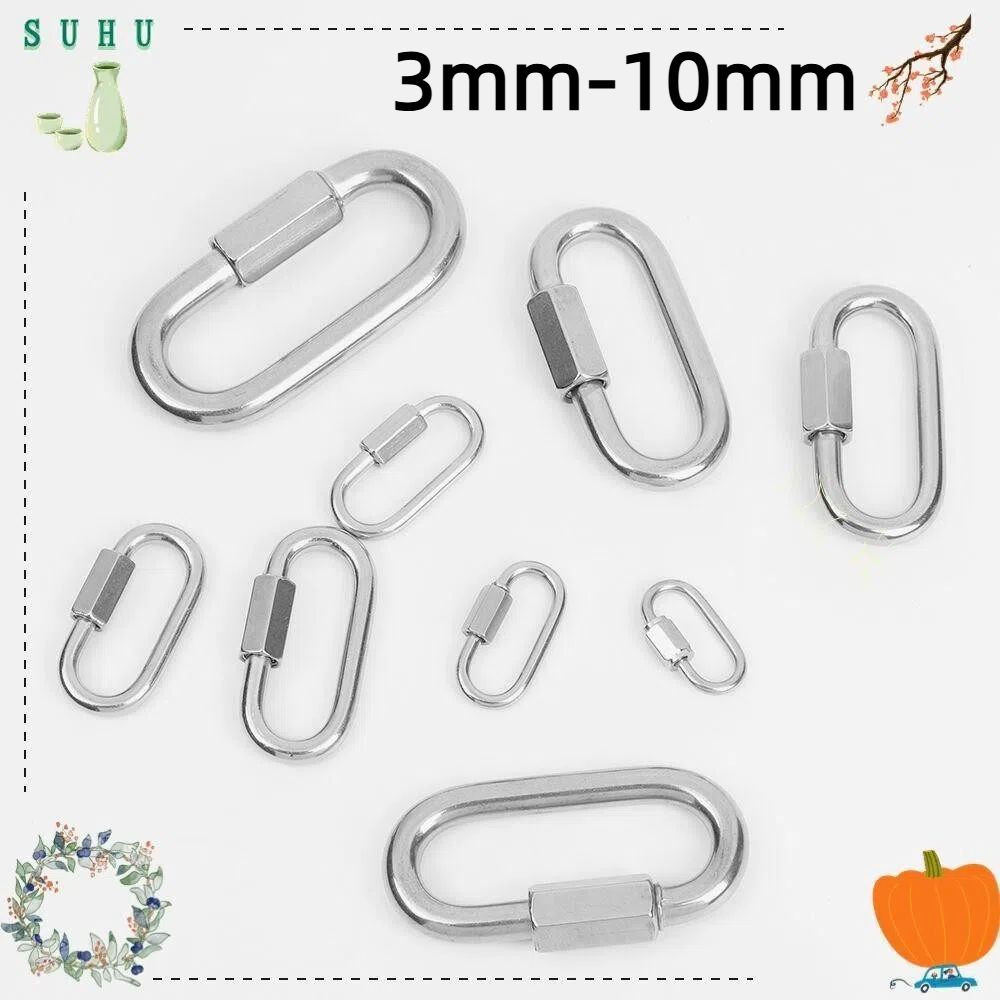 SUHU ตะขอล็อคโซ่สแตนเลส 9 ขนาด สำหรับปีนเขา Climbing Gear Carabiner Safety Snap Hook Stainless Steel