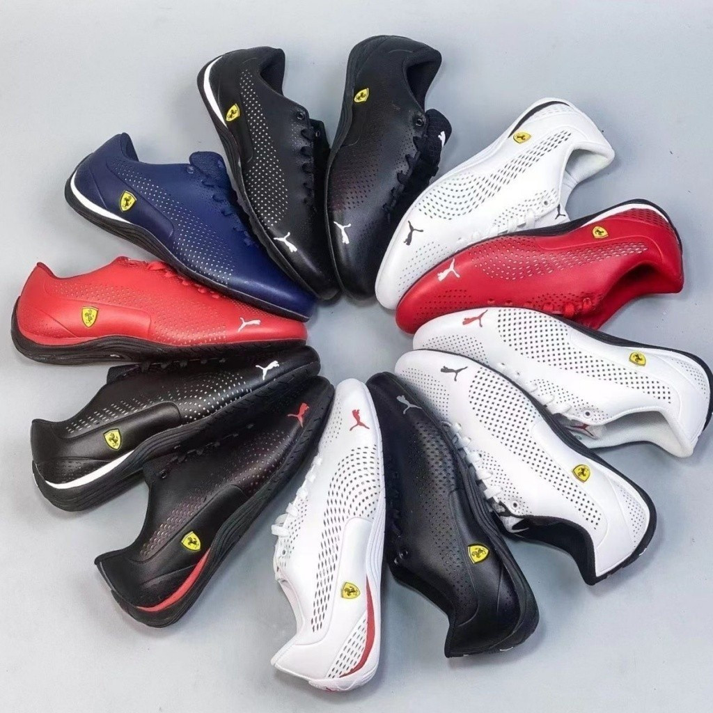 P PM ฤดูร้อน F1 Ferrari Co-Branded Racing รองเท้าผู้ชาย Low-Top Casual เดี่ยวแบน Breathable รถจักรยา