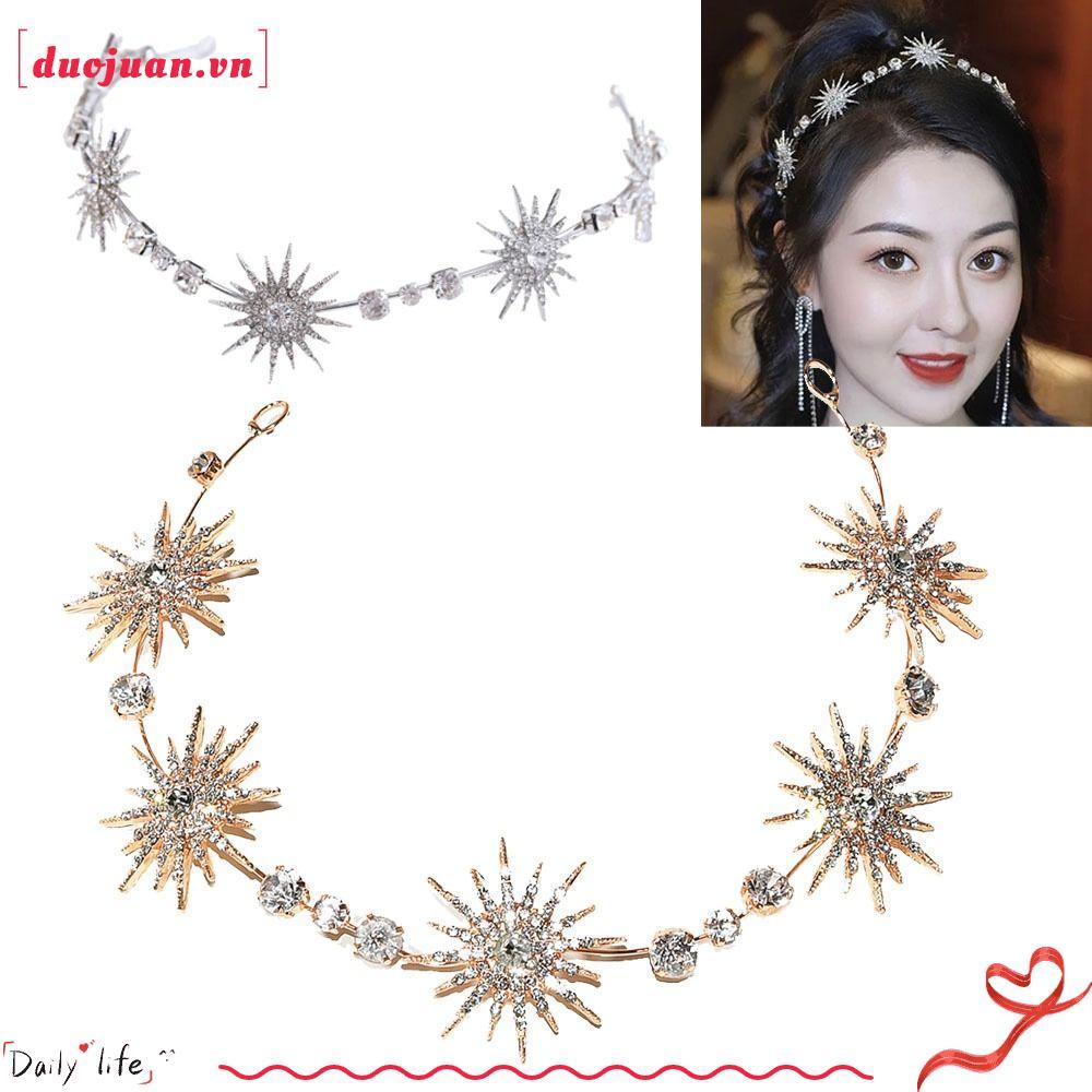 DUOJUAN Star Headpieces Crown ผู้หญิง Queen Crown งานแต่งงานตกแต่งคริสตัล Headbands