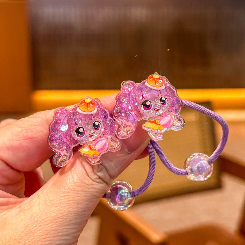 อุปกรณ์แต่งผมแบบยืดหยุ่นสำหรับเด็ก ลายการ์ตูนน่ารัก 2 ชิ้น - รูปที่ 4