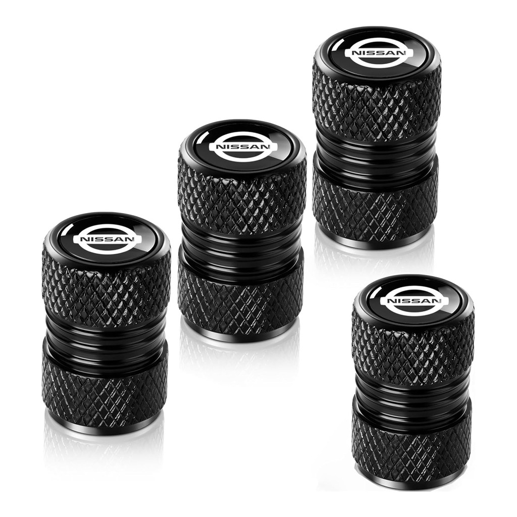 ยางวาล์ว Stem Caps สําหรับ Nissan Almera Navara Terra โลหะรถล้อ Air caps วาล์วอัตโนมัติ Stem Caps อุปกรณ์เสริม 4 ชิ้นสีดํา