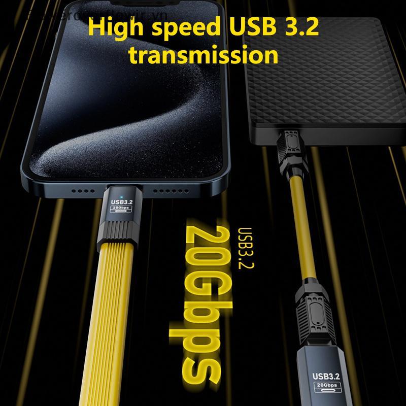 FJR สายต่อ USB C ชายหญิงประเภท C USB3.2 20Gbps 8K @ 60HZ สายไฟวิดีโอ 100W สําหรับ Pro HOT