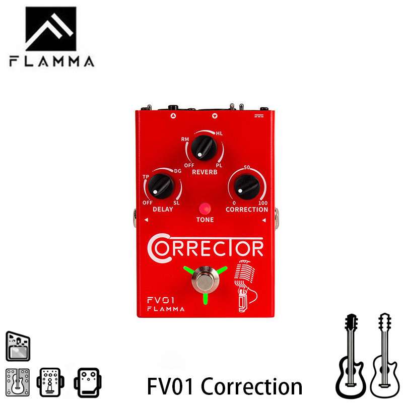 FLAMMA FV01 Vocal Effects โปรเซสเซอร์ Pitch Correction พร้อม Delay Reverb Effects สําหรับเครื่องขยาย