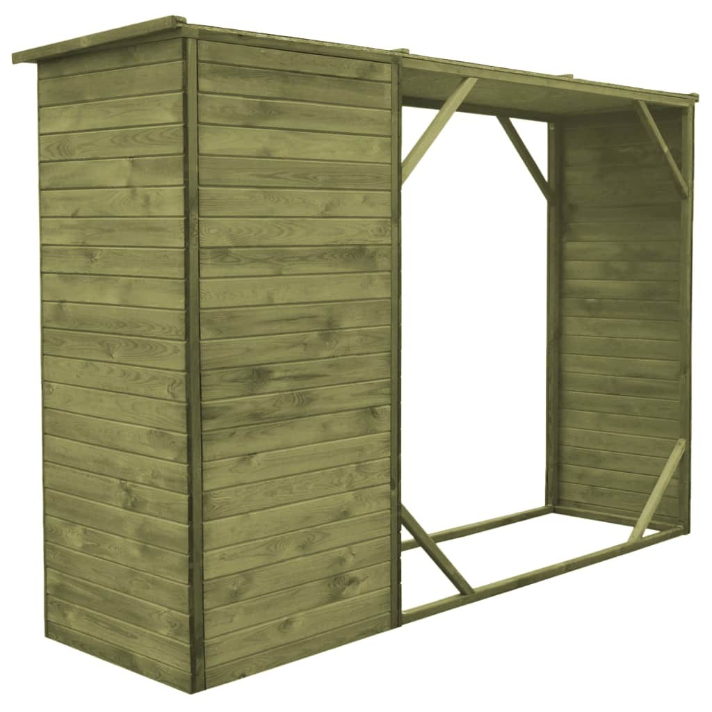 Vidaxl Garden ฟืนเครื่องมือจัดเก็บ Shed Pinewood 253x80x170 Cm