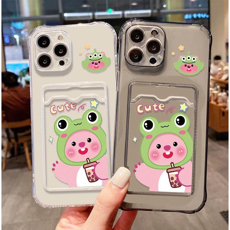 Soft Case Frog Loopy รูปแบบ ATM Card Slot และ ID สําหรับ Vivo Y90 T1X 4G Y91i Y95 Y93 Y91 Y1S Y91C Y