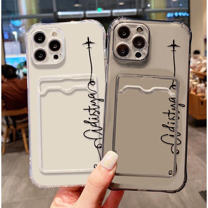 สีดํา Anti-Fingerprint Soft Case พร้อม ATM Card Slot สําหรับ Vivo Y11 2019 Y12 Y12i Y15 Y17 Y12a Y12