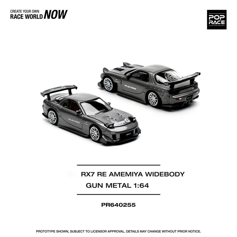 Pop Race 1:64 RX-7 RE Amemiya WIDEBODY รถเหล็กโมเดลDiecast