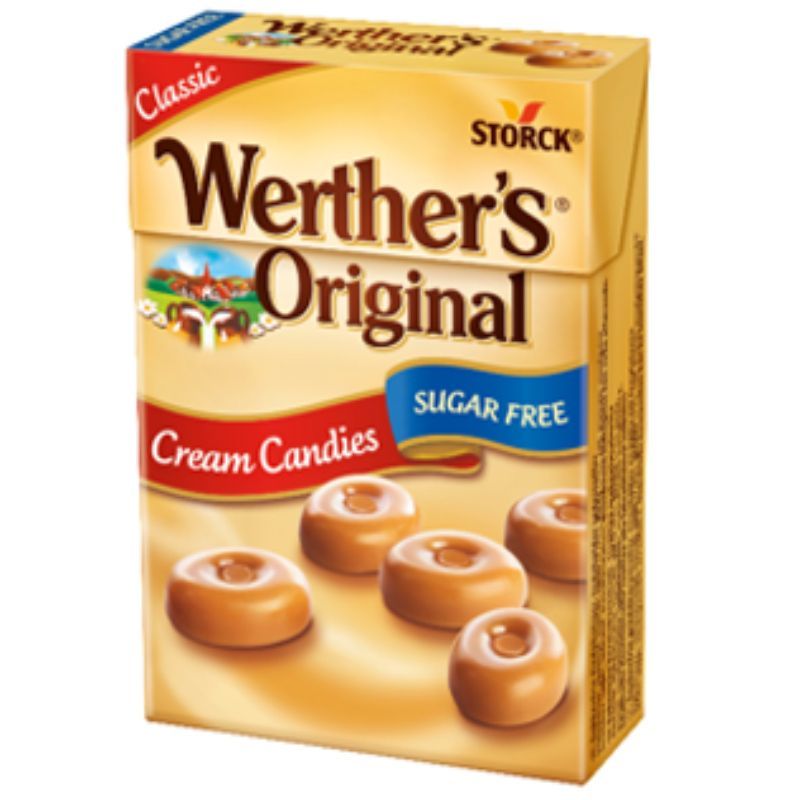 เวอร์เธอร์ลูกอมปราศจากน้ำตาลรสเนย 42กรัม Werthers Original Sugar Free Candies 42g. [หมายเลขบาร์โค้ด 4014400907902]