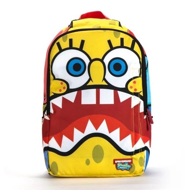SG Sprayground Shark Mouth Backpack SpongeBob SquarePants Series Large Capacity Cartoon Unisex Stude