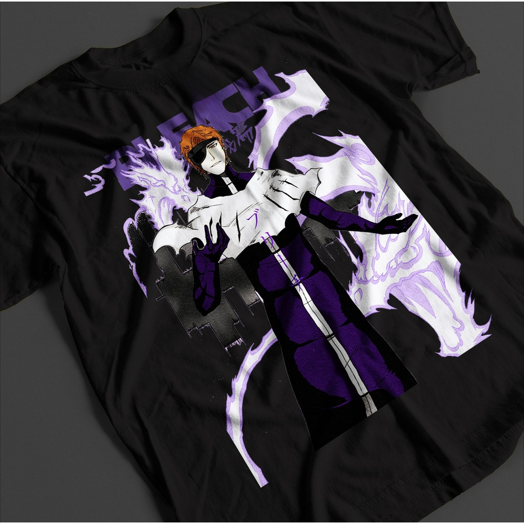 พร้อมส่ง เสื้อยืดผู้ชายลาย Bleach Aizen Ichigo Bankai เสื้อแฟชั่นลายการ์ตูน anime ใส่สบาย ระบายอากาศ