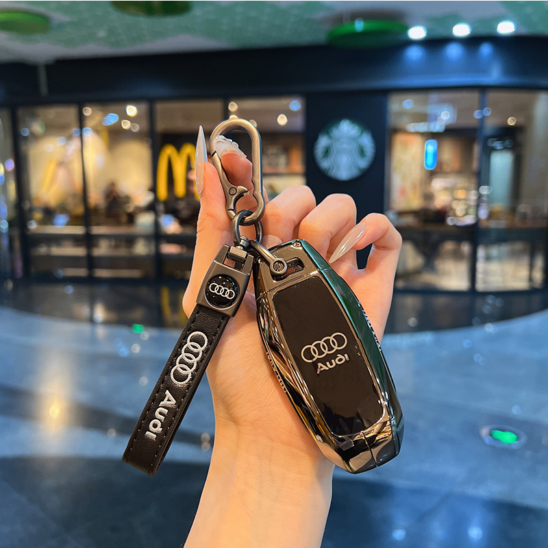 เหมาะสําหรับ 25 Audi A6L e-tron เคสกุญแจเฉพาะ A5L/Q6L e-tron หัวเข็มขัดเปลือกโลหะระดับพรีเมียม