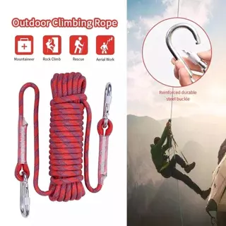 12mm*40m เชือกโรยตัว เชือกปีนเขา อุปกรณ์ปีนเขา อุปกรณ์โรยตัว Climbing Rope w/ Hook High Strength Emergency Safety Fire