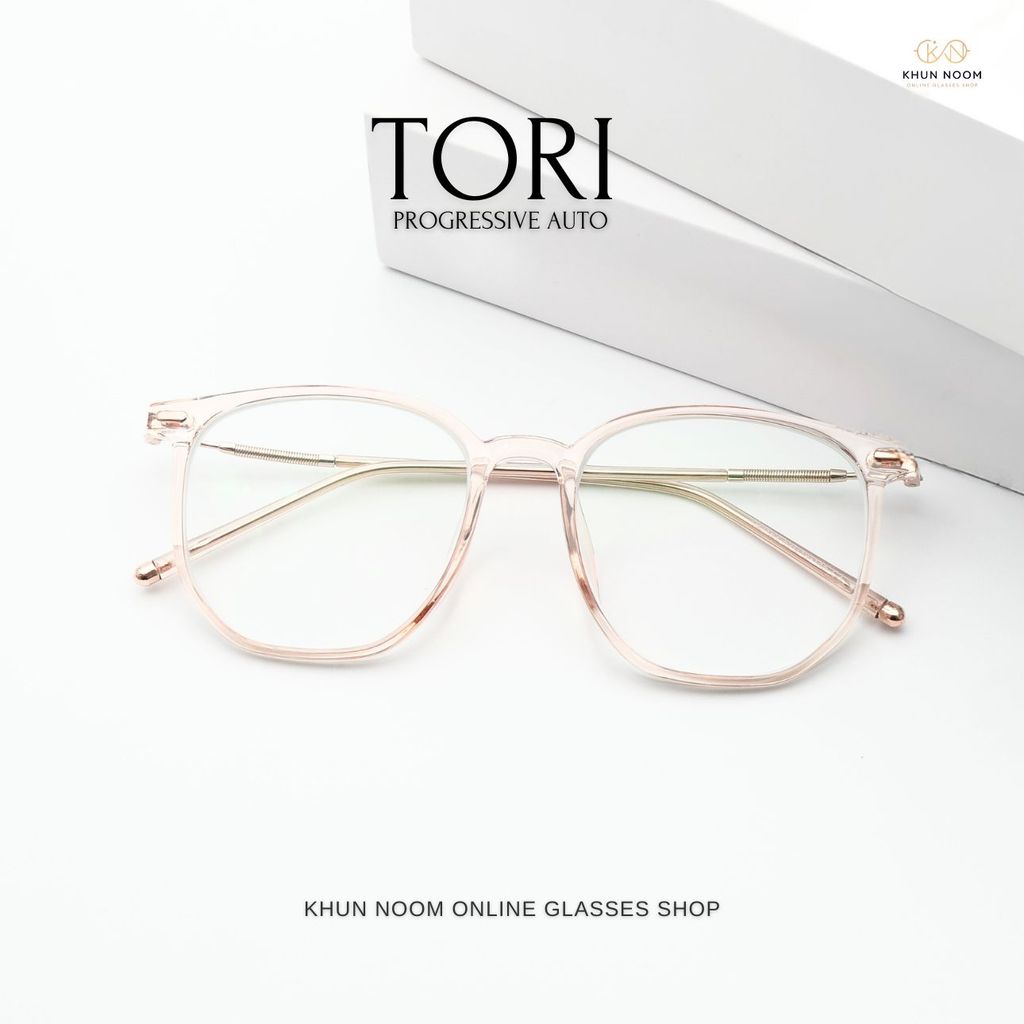 แว่นตาสายตายาวเลนส์โปรเกรสซีฟ ไร้รอยต่อ [เลนส์ตัดใหม่] รุ่น TORI "โทริ" TR2183 มองได้ 3ระยะออกแดดเปลี่ยนสีเป็นเทาดำ
