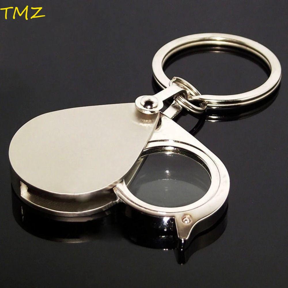 TMZ14968 จับแว่นขยาย,อ่านโลหะผสมสังกะสี 10X พับแหวนกุญแจแว่นขยาย,แบบพกพา Monocle เครื่องมือวิทยาศาสตร์พร้อมเครื่องประดับโซ่ Loupe ทุกวัน