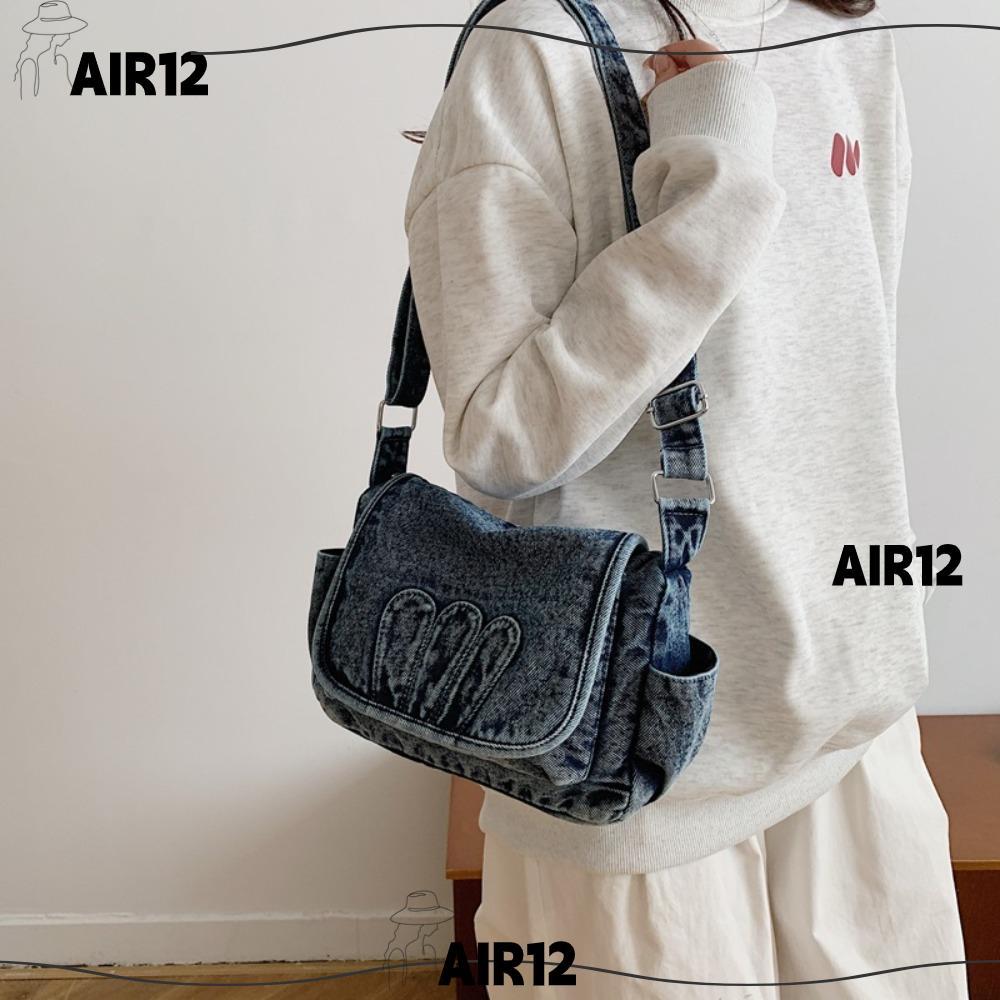 AIR Crossbody Messenger Bag, All-Match Flip Cover Denim Bag,Multi-Functional Retro Style Durable Shoulder Bag Casual Wear