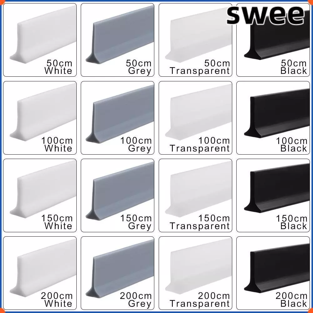 SWEE Water Stopper อุปกรณ์ห้องน้ํา Shower Dam Barrier Flood Barrier แห้งและเปียกแยกซิลิโคน Self-Adhesive
