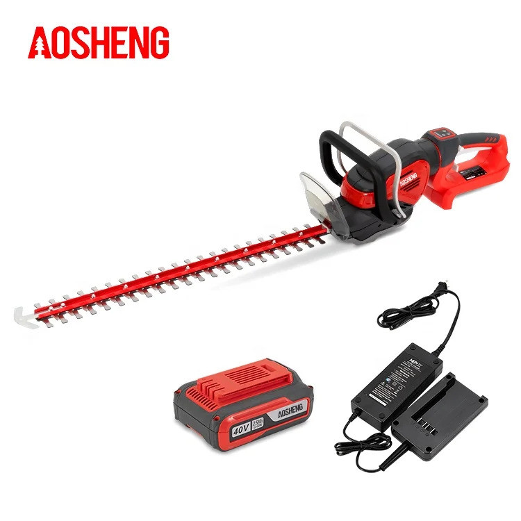 ร้อน AOSHENG เสียงรบกวนต่ําสวนเครื่องมือลิเธียมไร้สาย Hedge Trimmer พร้อมแบตเตอรี่ 5.0AH และเครื่องช