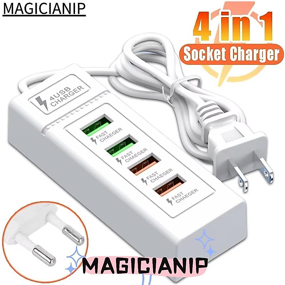 MAGICIANIP ชาร์จซ็อกเก็ตไฟฟ้า, EU/US USB 3.0 4 พอร์ตรางปลั๊กไฟ, Universal 4 USB Fast CHARGING Extension Cable ซ็อกเก็ต