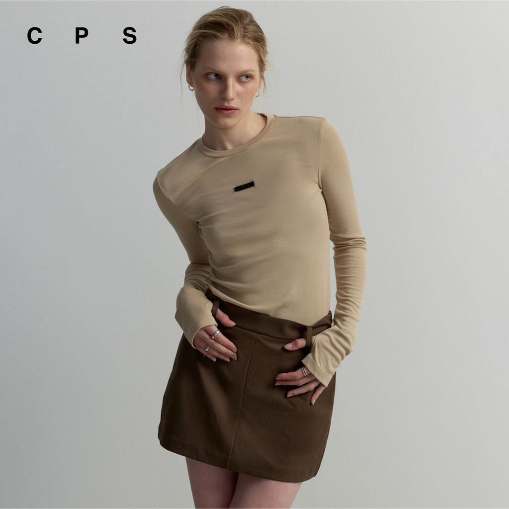 CPS เสื้อแขนยาวป้ายหนัง ผู้หญิง BASIC FITTED LONG-SLEEVE TOP รุ่น C26WGWA073 (AW26#A1)
