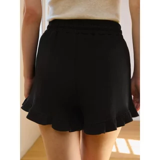 [Pomelo] กางเกงขาสั้นผ้าคอตตอนแต่งระบาย / Ruffle Hem Shorts