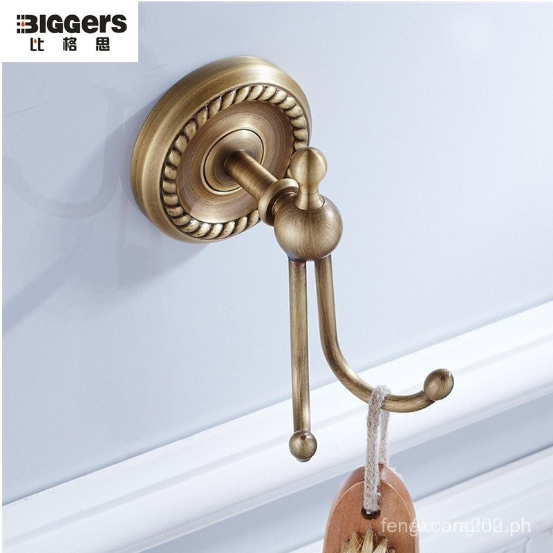 ขนาดใหญ่โบราณ Bronze สีทองเหลืองวัสดุห้องน้ํา Robe Hook Double Coat Hook B4E7 4RCY IILK QX1G XHNU