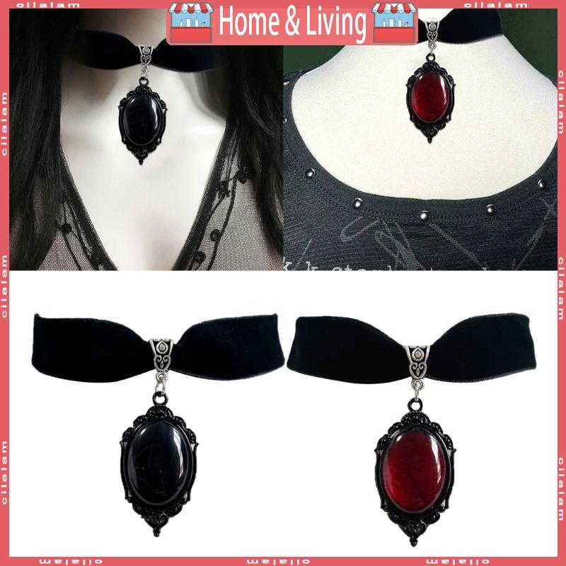 CI กํามะหยี่สีดําคอ Gothic Victorian สีดํานูนคริสตัลสร้อยคอแฟชั่นผู้หญิงของขวัญ Pagan Witchcraft เคร