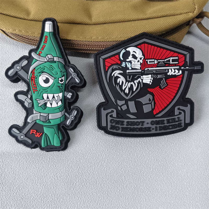 PVC ยุทธวิธี Patch Skull Shooter Vest Hook และ Loop Patch สําหรับเสื้อผ้า Morale Badge ตกแต่งกระเป๋าเป้สะพายหลังสติกเกอร์ Armband