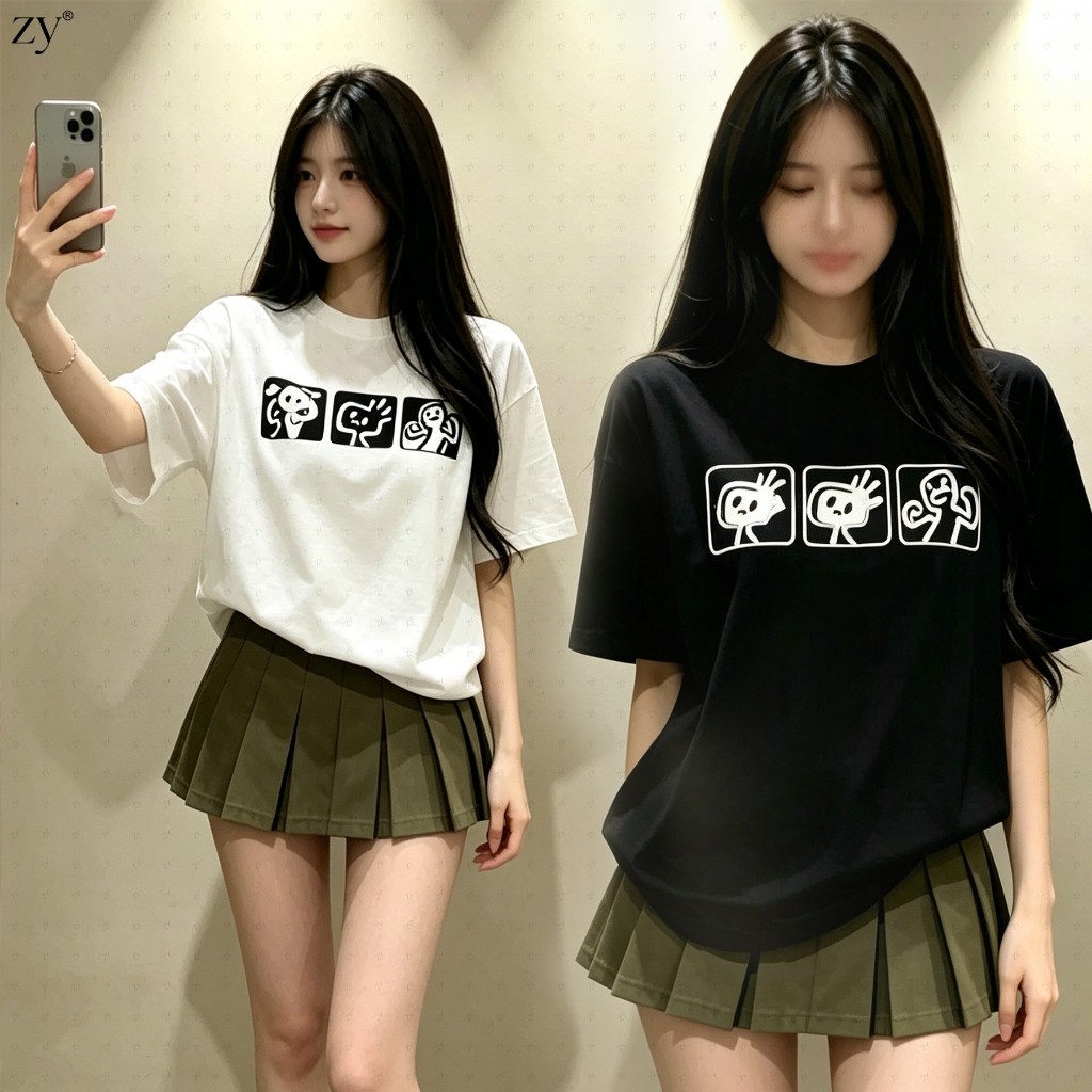 ZY 2026 เสื้อยืดครึ่งแขน ผู้หญิงคอกลมโอเวอร์ไซส์ รูปที่ 4