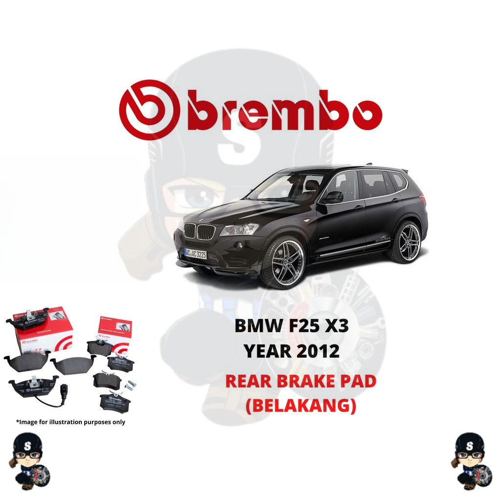 ผ้าเบรคหน้า BREMBO BMW F25 X3 YEAR 2012 100% (BELAKANG) P06064