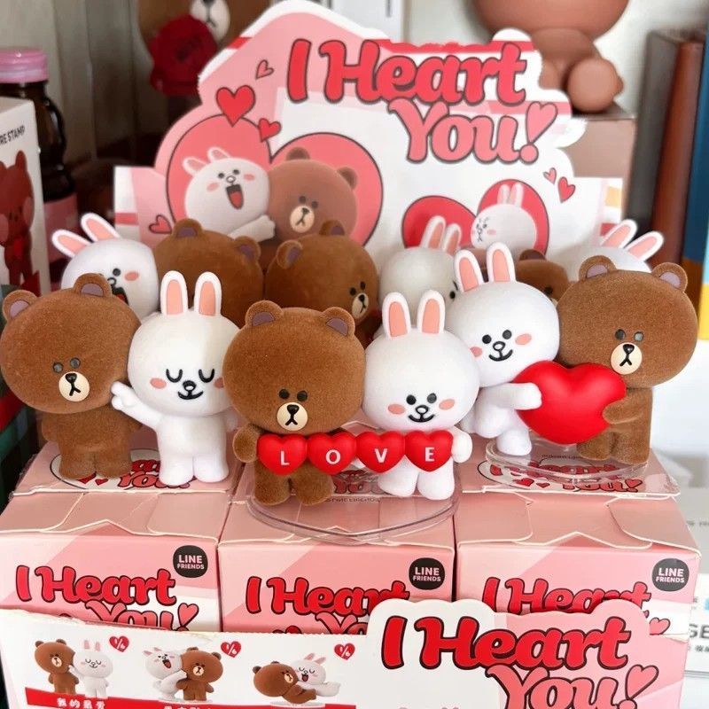LINE FRIENDS หมีสีน้ําตาล I Like You Series Mystery Box น่ารักมือสํานักงานตุ๊กตาตกแต่งของขวัญหญิง