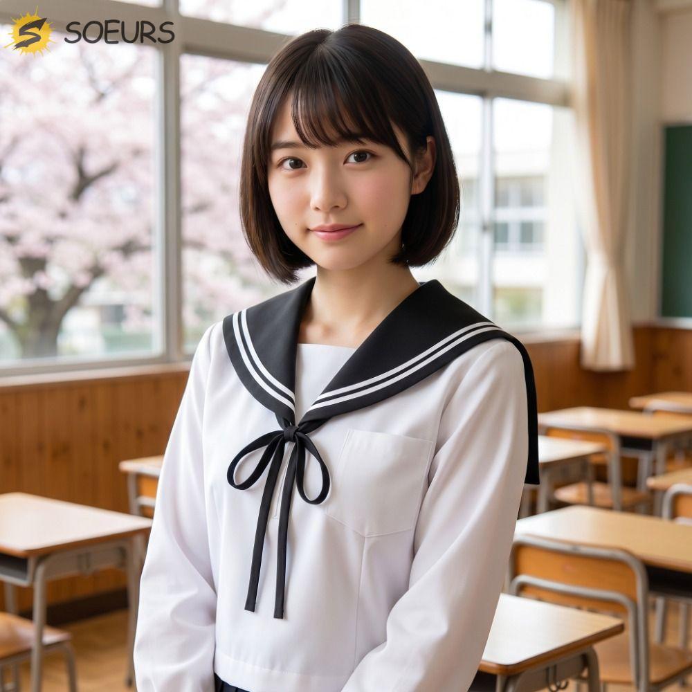 SOEURS Striped Sailor Fake Collar, Cape White Blouse Collars, Retro Black Cloak Jk Collar Shawl Loli