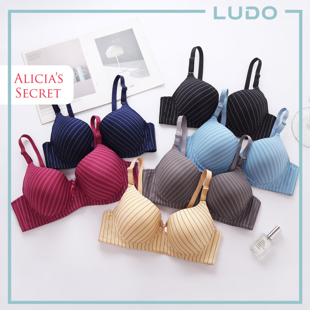 Alicias Secret Stripes Underwired Bra Bra Berdawai Bergaris Cantik Cup D (36-42)