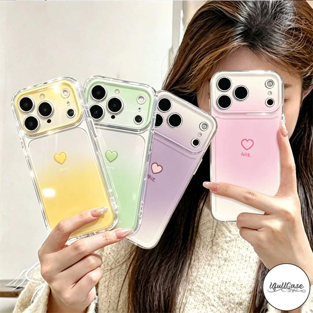 เคสใส ลายไล่สี+หัวใจ สไตล์หวานหวานกันกระแทก สำหรับ IPhone 13 17 15 8 7 16 Plus Air 14 11 16 15 12 Pro Max XR X XS