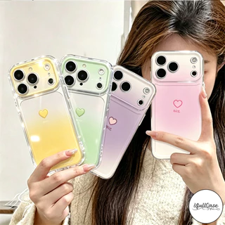 เคสใส ลายไล่สี+หัวใจ สไตล์หวานหวานกันกระแทก สำหรับ IPhone 13 17 15 8 7 16 Plus Air 14 11 16 15 12 Pro Max XR X XS