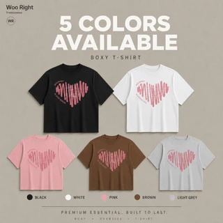 COD จัดส่งตลอด 24 ชั่วโมง Woo Right Boxy crop tee เสื้อยืด เสื้อยืด oversize เสื้อยืดผู้ชาย ชายหญิงใส่ได้ คอกลม