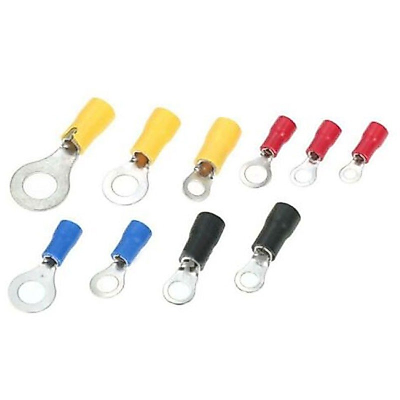 10pcs RV1.25-4 RV2-3 RV2-4 RV3.5-4 RV5.5-4 Wire Terminal Crimp Splice PVC ฉนวนกันความร้อนวงกลมรอบเย็