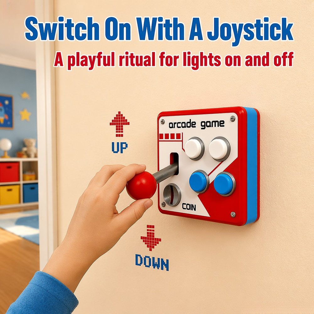 Retro 3D พิมพ์อาเขตจอยสติ๊กแผงสวิตช์ Creative Wall สวิตช์ไฟแผ่นตกแต่งสําหรับ Gaming Room Decor 86 ปร