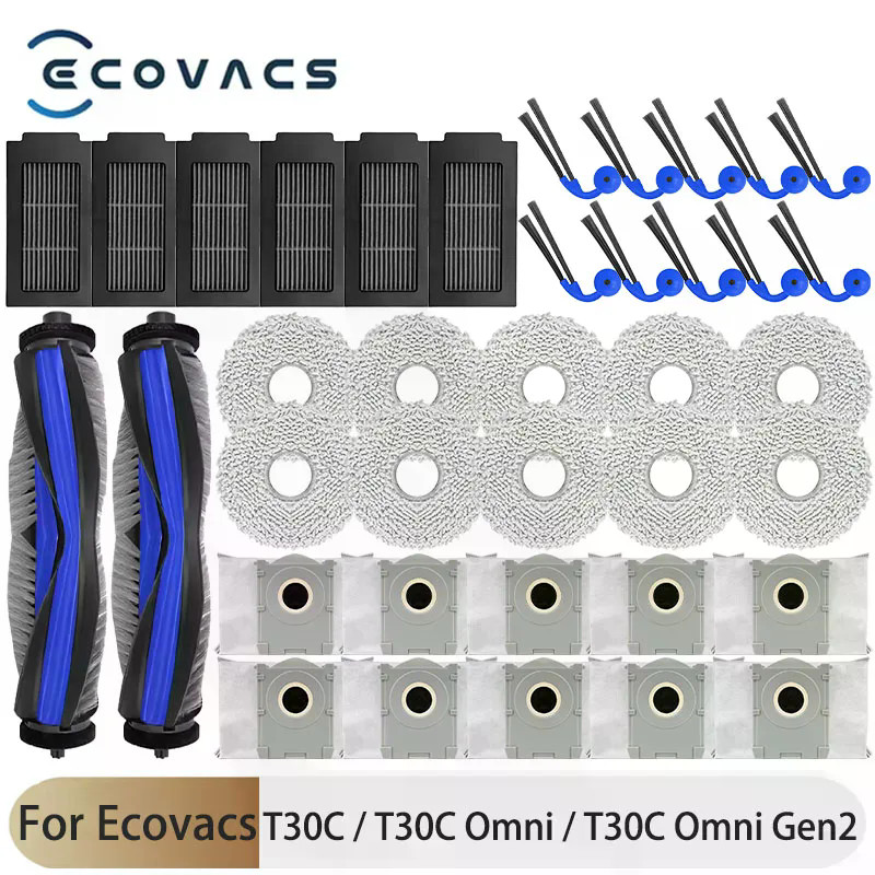 สําหรับ Ecovacs T30C / T30C Omni / T30C Omni Gen2 อุปกรณ์เสริมแปรงหลัก Hepa Filter ถุงเก็บฝุ่น, ไม่ใ