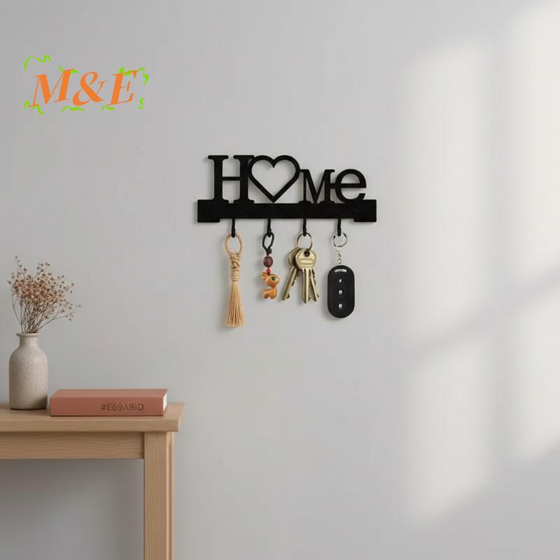 [M&E] ที่ใส่กุญแจรูป "Home Love" พร้อมตะขอ - ติดผนังแบบไม่ต้องเจาะรู, ที่จัดระเบียบโลหะสําหรับตกแต่งห้องนั่งเล่น,Key Ra | ที่แขวนกุญแจติดผนัง [ใหม่]